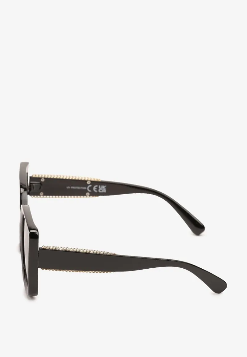 Czarne Okulary Przeciwsłoneczne z Filtrem UV I Kwadratowymi Szkłami Kormio