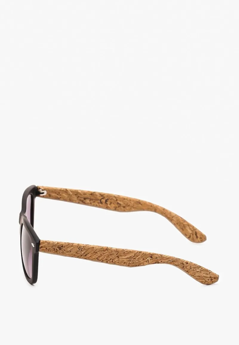 Czarne Okulary Przeciwsłoneczne z Korkowymi Zausznicami Tinashan