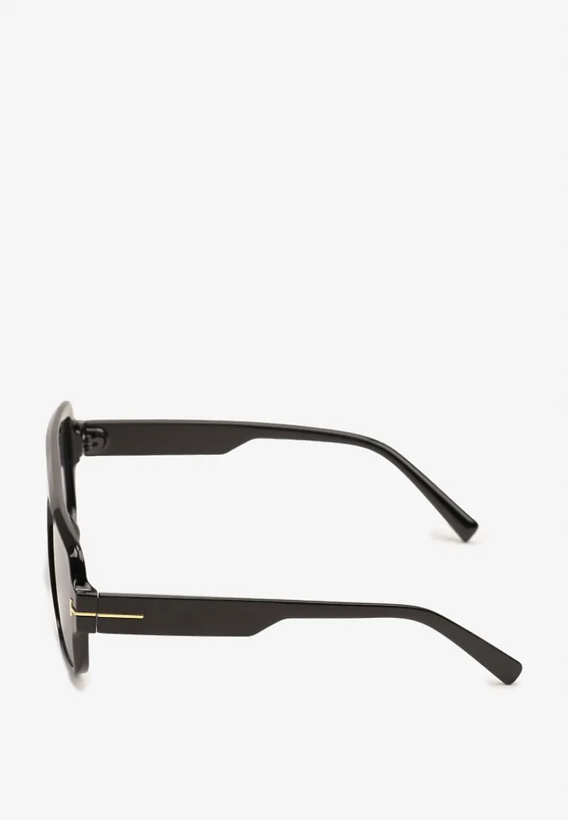 Czarne Okulary Przeciwsłoneczne z Filtrem UV z Geometryczną Oprawką Galenaria