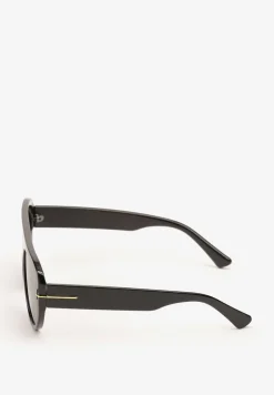 Czarne Okulary Przeciwsłoneczne z Filtrem UV i Grubą Oprawką Frodina