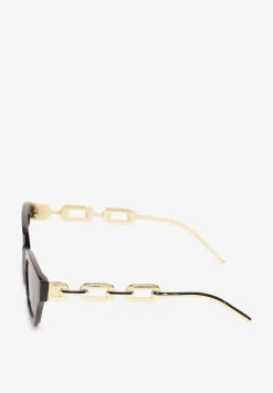 Czarne Przeciwsłoneczne Okulary z Filtrem UV z Geometryczną Oprawką Grilea