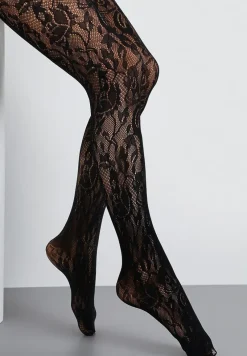 Czarne Rajstopy Koronkowe w Eleganckim Stylu Fihanoriel