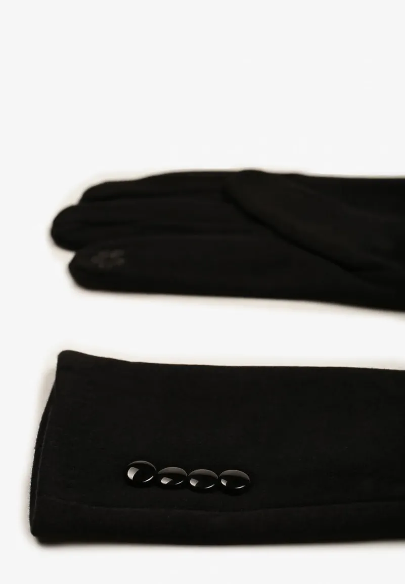 Czarne Rękawiczki Dzianinowe do Ekranów Dotykowych Tamiraeth