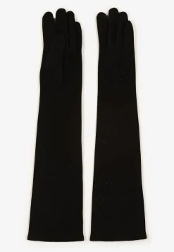 Czarne Rękawiczki w Eleganckim Stylu Ozdobiona Cyrkoniami Tamorsea