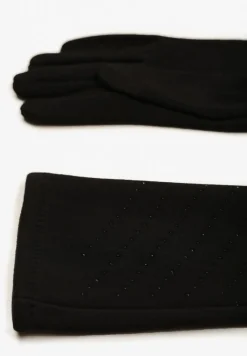 Czarne Rękawiczki w Eleganckim Stylu Ozdobiona Cyrkoniami Tamorsea