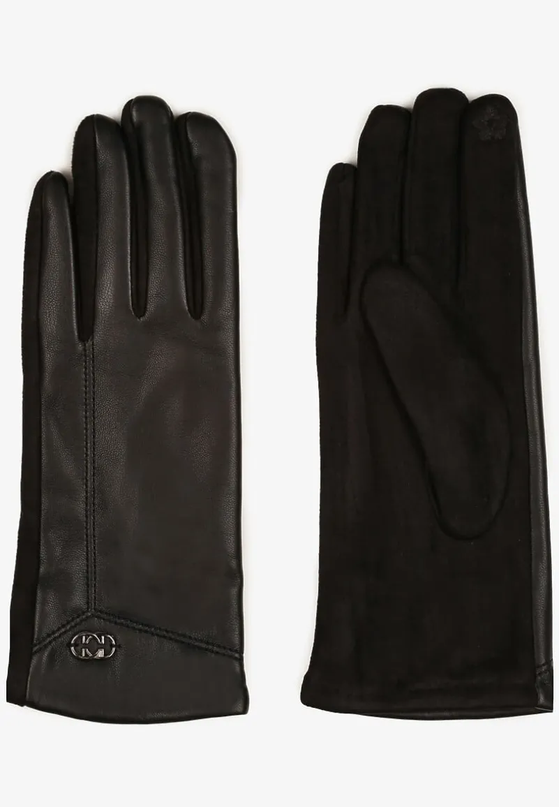 Czarne Rękawiczki z Ekoskóry Zinnarra