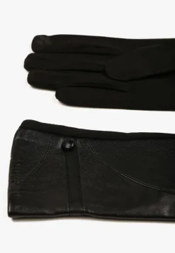 Czarne Rękawiczki z Imitacji Skóry Zinnele