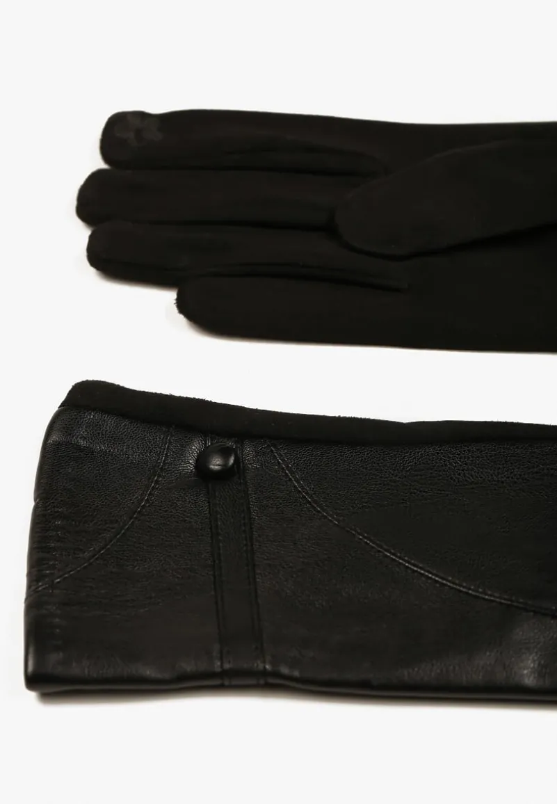 Czarne Rękawiczki z Imitacji Skóry Zinnele