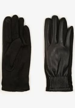 Czarne Rękawiczki z Marszczonym Wzorem Lynlemi