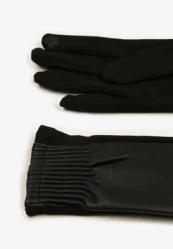 Czarne Rękawiczki z Marszczonym Wzorem Lynlemi