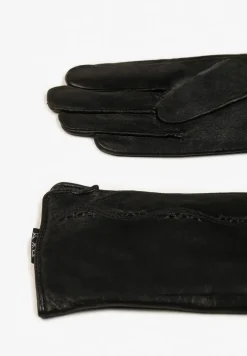 Czarne Rękawiczki z Ozdobnymi Przeszyciami Tamiria