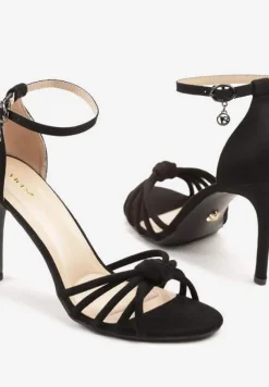 Czarne Sandały na Szpilce Vices z Ozdobnym Supłem Crinellia
