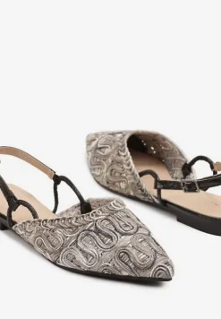 Czarne Sandały Slingback Vices z Metalicznymi Zdobieniami Janavie