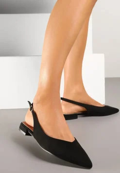 Czarne Sandały Slingback Vices z Wkładką ze Skóry Naturalnej Annisae