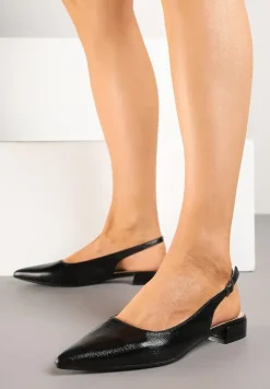 Czarne Sandały Typu Slingback ze Szpiczastym Noskiem Pilliane