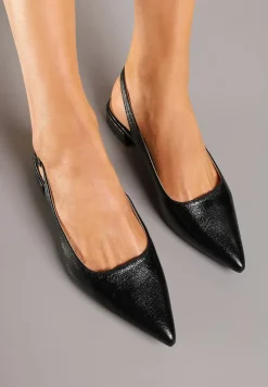 Czarne Sandały Typu Slingback ze Szpiczastym Noskiem Pilliane