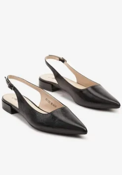 Czarne Sandały Typu Slingback ze Szpiczastym Noskiem Pilliane