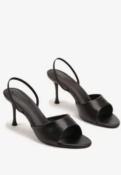 Czarne Sandały Vices na Obcasie Typu Szpilka z Elastycznym Paskiem Evastaria