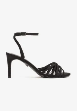 Czarne Sandały Vices na Obcasie Typu Szpilka Folineia