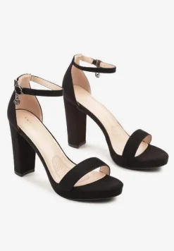 Czarne Sandały Vices na Platformie i Słupku Taeli