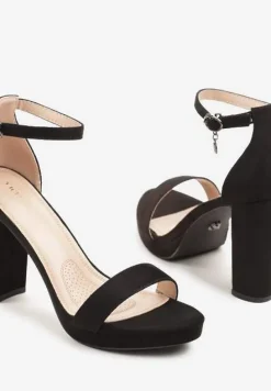 Czarne Sandały Vices na Platformie i Słupku Taeli