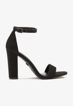 Czarne Sandały Vices na Słupku w Klasycznym Stylu Feve