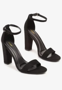 Czarne Sandały Vices na Słupku w Klasycznym Stylu Feve
