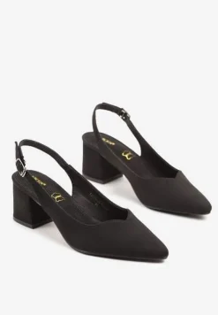 Czarne Sandały Vices na Słupku Slingback ze Skórzaną Wkładką Ciaravien