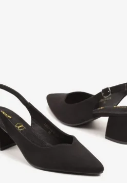 Czarne Sandały Vices na Słupku Slingback ze Skórzaną Wkładką Ciaravien