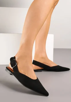 Czarne Sandały Vices Typu Slingback z Wkładką ze Skóry Naturalnej Rallora