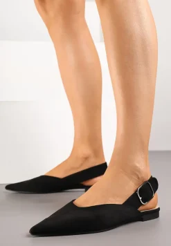 Czarne Sandały Vices Typu Slingback z Wkładką ze Skóry Naturalnej Rallora