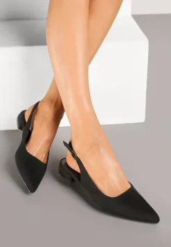 Czarne Sandały z Ekozamszu ze Szpiczastym Noskiem Terevelis