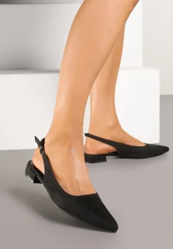 Czarne Sandały z Ekozamszu ze Szpiczastym Noskiem Terevelis