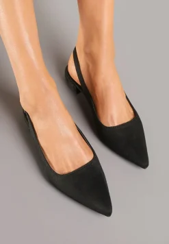 Czarne Sandały z Ekozamszu ze Szpiczastym Noskiem Terevelis