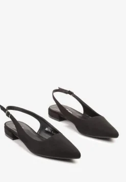 Czarne Sandały z Ekozamszu ze Szpiczastym Noskiem Terevelis