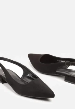 Czarne Sandały z Ekozamszu ze Szpiczastym Noskiem Terevelis