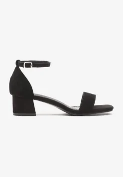 Czarne Sandały z Ekozamszu na Klasycznym Słupku Effiba