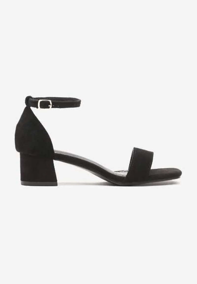 Czarne Sandały z Ekozamszu na Klasycznym Słupku Effiba