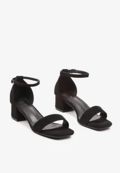 Czarne Sandały z Ekozamszu na Klasycznym Słupku Effiba