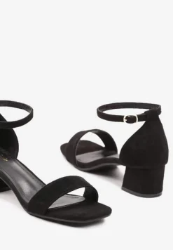 Czarne Sandały z Ekozamszu na Klasycznym Słupku Effiba