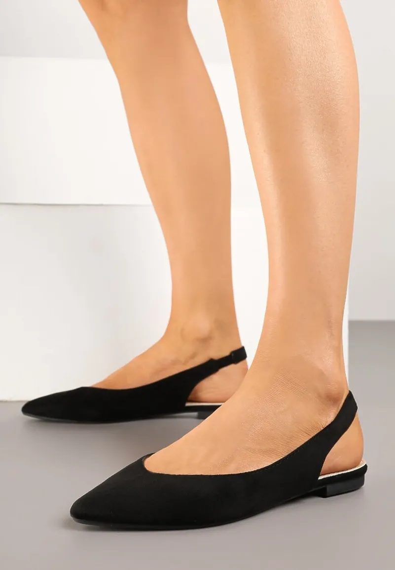 Czarne Sandały z Odkrytą Piętą i Noskiem Typu Migdałek Nemegoria