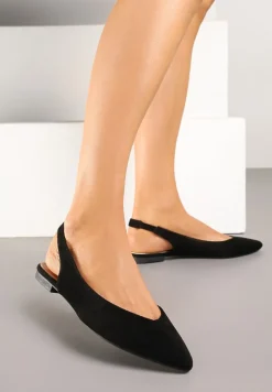 Czarne Sandały z Odkrytą Piętą i Noskiem Typu Migdałek Nemegoria