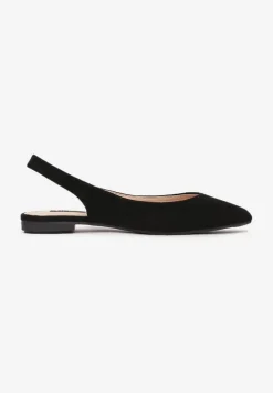 Czarne Sandały z Odkrytą Piętą i Noskiem Typu Migdałek Nemegoria