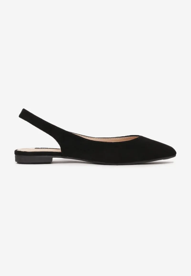 Czarne Sandały z Odkrytą Piętą i Noskiem Typu Migdałek Nemegoria