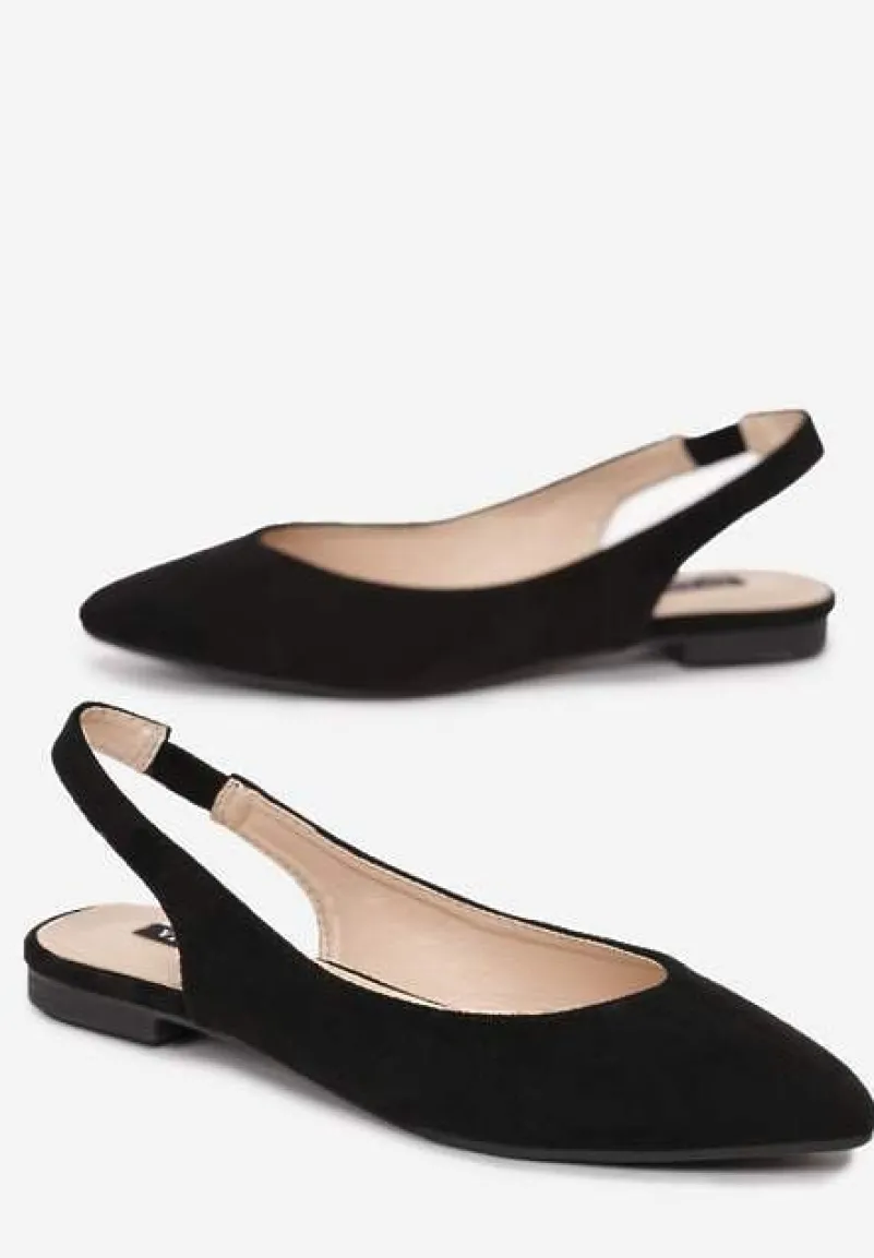 Czarne Sandały z Odkrytą Piętą i Noskiem Typu Migdałek Nemegoria