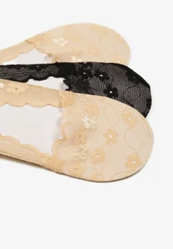 Czarno-Beżowe Skarpety z Koronki Typu Baletki 3-Pack Lilisea