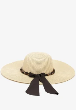 Czarno-Beżowy Kapelusz ze Splecioną Apaszką Boho z Naturalnej Plecionki Aielis