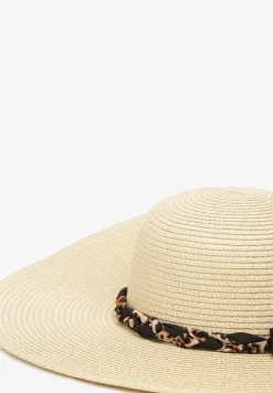 Czarno-Beżowy Kapelusz ze Splecioną Apaszką Boho z Naturalnej Plecionki Aielis