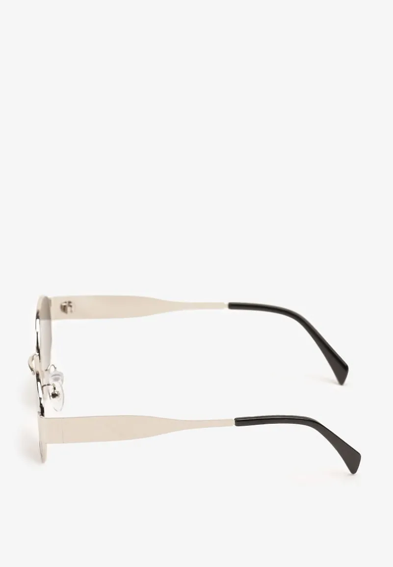 Czarno-Białe Okulary Przeciwsłoneczne z Filtrem UV o Okrągłym Kształcie Talettia