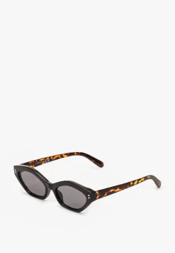 Czarno-Brązowe Geometryczne Okulary Przeciwsłoneczne Glissea